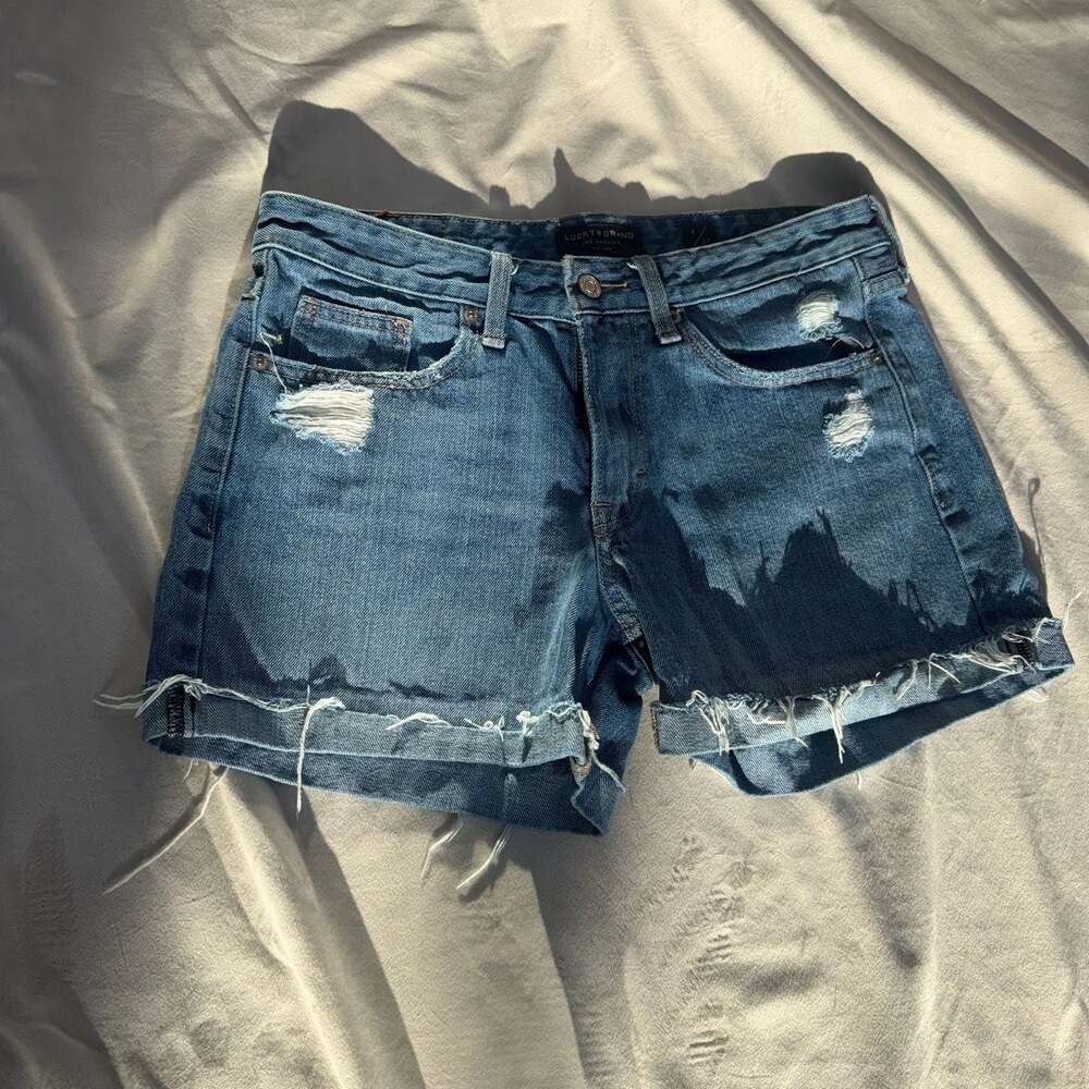 Lucky Brand Mid-Rise Distressed Denim Shorts Size 4/27